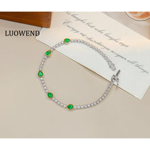 Load image into Gallery viewer, LUOWEND 18K White Gold Natural Emerald Bracelet for Women