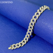 Load image into Gallery viewer, LUOWEND 18K White or Yellow Gold Real Natural Diamond Bracelet for Women