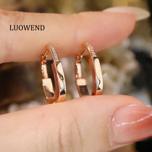 Load image into Gallery viewer, LUOWEND 18K Rose Gold Natural Diamond Earrings for Women