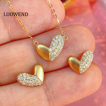 Load image into Gallery viewer, LUOWEND 18K Yellow Gold Natural Diamond Necklace for Women