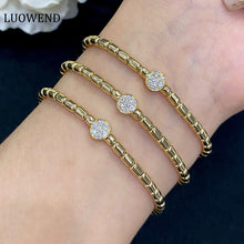 Load image into Gallery viewer, LUOWEND 18K Yellow Gold Real Natural Diamond Bracelet for Women