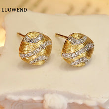 Load image into Gallery viewer, LUOWEND 18K Yellow Gold Real Natural Diamond Stud Earrings for Women