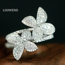 Load image into Gallery viewer, LUOWEND 18K White Gold Fine Jewelry Real Natural Diamond Ring for Women