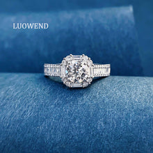 Load image into Gallery viewer, LUOWEND 18K White Gold Natural Diamond Ring for Women