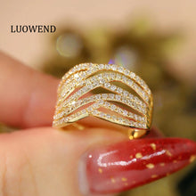 Load image into Gallery viewer, LUOWEND 18K Yellow Gold Real Natural Diamond Pendant Necklace for Women