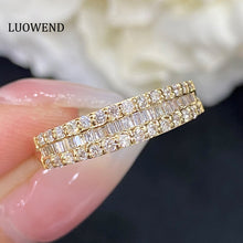 Load image into Gallery viewer, LUOWEND 18K Yellow Gold Real Natural Diamond Ring for Women