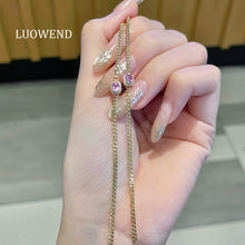Load image into Gallery viewer, LUOWEND 18K Yellow Gold Natural Pink Sapphire Bracelet for Women