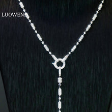 Load image into Gallery viewer, LUOWEND 18K White Gold Real Natural Diamond Necklace for Women