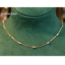 Load image into Gallery viewer, LUOWEND 18K Rose Gold Real Natural Aquamarine Necklace for Women