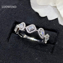 Load image into Gallery viewer, LUOWEND 18K White Gold Real Natural Diamond Ring for Women