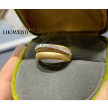 Load image into Gallery viewer, LUOWEND 18K Yellow Gold Natural Diamond Ring for Women