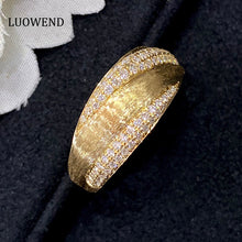 Load image into Gallery viewer, LUOWEND 18K Yellow Gold Real Natural Diamond Ring for Women