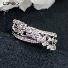 Load image into Gallery viewer, LUOWEND 18K White Gold Real Natural Diamond Ring for Women