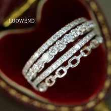 Load image into Gallery viewer, LUOWEND 18K White Gold Natural Diamond Ring for Women