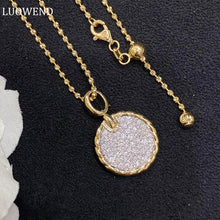 Load image into Gallery viewer, LUOWEND 18K Yellow Gold Real Natural Diamond Pendant Necklace for Women