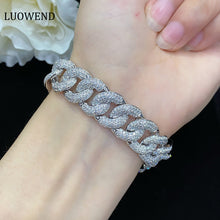 Load image into Gallery viewer, LUOWEND 18K White Gold Real Natural Diamond Bracelet for Women
