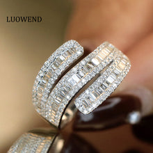 Load image into Gallery viewer, LUOWEND 18K White Gold Real Natural Diamond Ring for Women