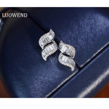 Load image into Gallery viewer, LUOWEND 18K White Gold Real Natural Diamond Stud Earrings for Women