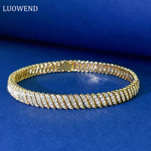 Load image into Gallery viewer, LUOWEND 18K Yellow Gold Real Natural Diamond Bracelet for Women