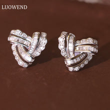 Load image into Gallery viewer, LUOWEND 18K White Gold Real Natural Diamond Stud Earrings for Women