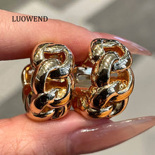 Load image into Gallery viewer, LUOWEND 18K Yellow Gold Hoop Earrings for Women