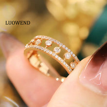 Load image into Gallery viewer, LUOWEND 18K Yellow Gold Real Natural Diamond Ring for Women