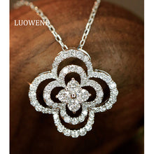 Load image into Gallery viewer, LUOWEND 18K White Gold Fine Jewelry Real Natural Diamond Necklace for Women
