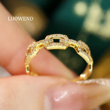 Load image into Gallery viewer, LUOWEND 18K Yellow Gold Real Natural Diamond Ring for Women
