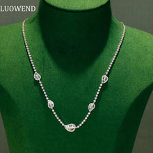 Load image into Gallery viewer, LUOWEND 18K White Gold Real Natural Diamond Necklace for Women