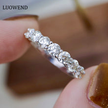 Load image into Gallery viewer, LUOWEND 18K White Gold Real Natural Diamond Ring for Women