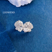 Load image into Gallery viewer, LUOWEND 18K White Gold Natural Diamond Ring for Women