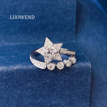 Load image into Gallery viewer, LUOWEND 18K White Gold Natural Diamond Ring for Women