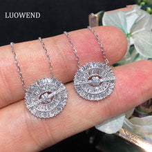Load image into Gallery viewer, LUOWEND 18K White Gold Real Natural Diamond Pendant Necklace for Women