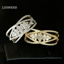 Load image into Gallery viewer, LUOWEND 18K White/Yellow Gold Natural Diamond Ring for Women