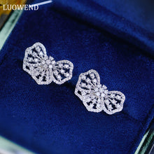 Load image into Gallery viewer, LUNWEND 18K White Gold Real Natural Diamond Stud Earrings for Women