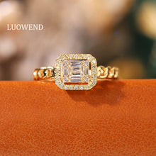 Load image into Gallery viewer, LUOWEND 18K Yellow Gold Real Natural Diamond Ring for Women