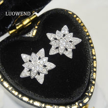Load image into Gallery viewer, LUOWEND 18K White Gold Real Natural Diamond Stud Earrings for Women