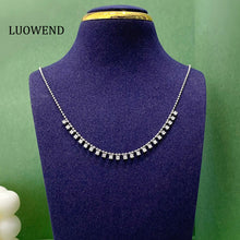 Load image into Gallery viewer, LUOWEND 18K White Gold Real Natural Diamond Necklace for Women