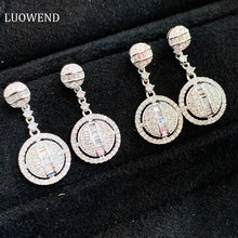 Load image into Gallery viewer, LUOWEND 18K White Gold Real Natural Diamond Drop Earrings for Women