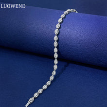 Load image into Gallery viewer, LUOWEND 18K White Gold Real Natural Diamond Bracelet for Women