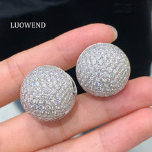 Load image into Gallery viewer, LUOWEND 18K White Gold Fine Jewelry Real Natural Diamond Earrings for Women