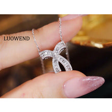 Load image into Gallery viewer, LUOWEND 18K White Gold Real Natural Diamond Pendant Necklace for Women