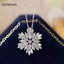 Load image into Gallery viewer, LUOWEND 18K White Gold Real Natural Diamond Pendant Necklace for Women