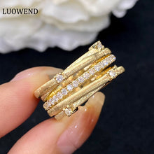 Load image into Gallery viewer, LUOWEND 18K Yellow Gold Real Natural Diamond Ring for Women