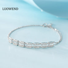 Load image into Gallery viewer, LUOWEND 18K White or Rose Gold Real Natural Diamond Bracelet for Women