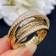 Load image into Gallery viewer, LUOWEND 18K Yellow Gold Real Natural Diamond Ring for Women