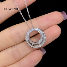 Load image into Gallery viewer, LUOWEND 18K White Gold Real Natural Diamond Pendant Necklace for Women