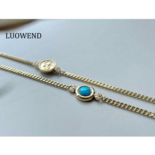 Load image into Gallery viewer, LUOWEND 18K Yellow Gold Natural Opal Bracelet for Women