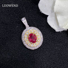 Load image into Gallery viewer, LUOWEND 18K White and Yellow Gold Real Natural Ruby Gemstone Necklace for Women