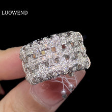 Load image into Gallery viewer, LUOWEND 18K White Gold Real Natural Diamond Ring for Women